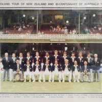 Vintage framed cricket photograph - England Tour of New Zealand and Bi-Centenary of Australia 1988 - signed by entire team inc - MW Gatting, J E Embur - Sold for $37 - 2016