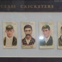 Vintage framed set 'Capstan' 1st Class Cricketers cigarette cards 1907-08 inc - F Laver, A Cotter, etc - Sold for $30 - 2016