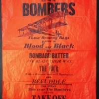 c1970s Bombers Football Club poster with fab vintage plane image - Dive For Cover, Here Come The Bombers - Sold for $37 - 2016