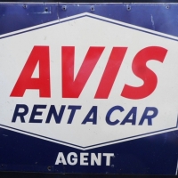 Vintage tin double sided AVIS Rent A Car Agent advertising sign - Sold for $92 - 2016