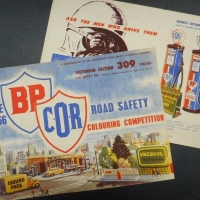 2 x 1950s BP COR Road Safety colouring competition booklets - mint Cond - Sold for $43 - 2016