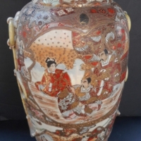 Circa 1900 Large Japanese  hand painted & gilded Satsuma vase with Samurai decoration  - 41cm tall - Sold for $110 - 2016