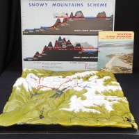 Group lot Snowy Mountain Scheme ephemera inc - 2 x 3D maps produced by the Snowy Mountain Authority, plus booklet - Sold for $73 - 2016