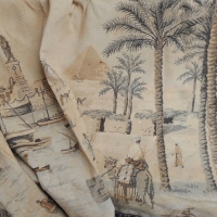 Large WW1 Egyptian embroidery wall handing featuring camels and palm trees, pyramids, etc - Sold for $98 - 2016