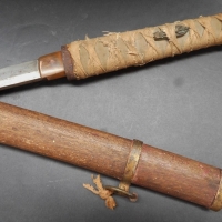 Vintage Japanese short sword with cloth wrapped handle - Sold for $195 - 2016