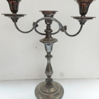 Vintage Silver plated three branch candelabra with removable top section - Sold for $55 - 2016