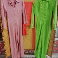 3 x vintage jumpsuits inc - fab vintage green, pink textured overalls, etc - Sold for $55 - 2016