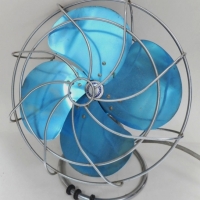 Retro blue anodised desk fan c 1970 - Sold for $79 - 2016