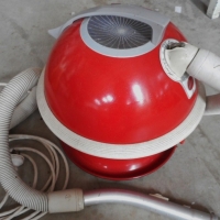 Retro Hoover Constellation vacuum in red with cream trim and hose - Sold for $37 - 2016