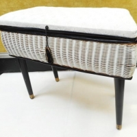 1950s wicker black and white sewing box and contents - Sold for $79 - 2016