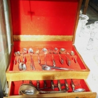 2 drawer Canteen of EPNS Flatware by Rogers in Springtime pattern - Sold for $134 - 2016