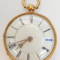 18ct Gold half hunter pocket watch  - Hallmarked London 1870 - Sold for $640 - 2016