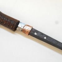 Vintage Japanese Katana long sword with leather sheath - missing handle - Sold for $110 - 2016