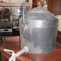Large c1900 cast iron and brass hanging kettle - Sold for $98 - 2016