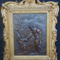 Vintage gilt framed moulded leather religious picture - Sold for $73 - 2016
