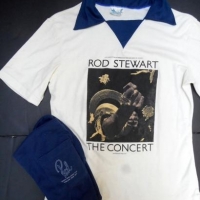 2 x original ROD STEWART Australian Tour t-shirts - 1977 polo shirt with image to front and back, 1979 t-shirt with text to front pocket and back - bo - Sold for $34 - 2016