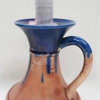 Japanese Awaji art pottery candlestick holder - Sold for $43 - 2016