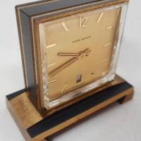 Miniature Swiss made Home Watch - mantle style with back window to working parts - approx 4cm H - Sold for $61 - 2016