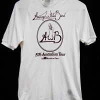 Original AVERAGE WHITE BAND 1976 TOUR TSHIRT - white background, brown image and text - original label, smaller size - Sold for $43 - 2016
