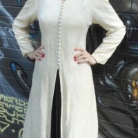 c1920s ladies white velvet evening coat with heaps small buttons to front - good condition - Sold for $30 - 2016