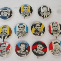 Group lot - Vintage 1950's ARGUS VFL Footy Badges - all Players - Charlie Sutton, Kevin Curran, Ern Henfry, etc - Sold for $67 - 2016
