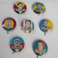 Group lot - Vintage 1950's Argus Footy badges - all VFA Players - Harry Equid, Bill Perkins, Frank Stubbs, etc - Sold for $34 - 2016