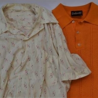 2 x c1970s summer shirts incl orange knitted polyester polo, etc - size med-lge - Sold for $31 - 2018