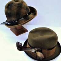 2 x ladies Vintage Winter felt hats incl - ISCHLER HUT olive, black and gold colours plus olive and black check wool hat - Sold for $31 - 2018