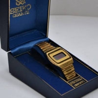 Boxed gent  gilt Seiko digital watch - 971550 - Japan - Sold for $50 - 2018