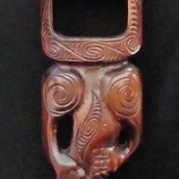 Carved TIKI from Rotorua, NZ, details and makers initials to back, 66cmH - Sold for $50 - 2018