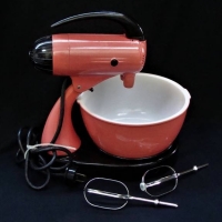 Pink 1960s Sunbeam Mixmaster with pink mixing bowl - Sold for $149 - 2018