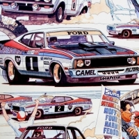 Vintage-Roll-of-Wallpaper-Bathurst-Hardie-Ferodo-1000-circa-1977-featuring-Alan-Moffat-Ford-Escort-RS2000-MkI-and-the-Ford-XB-GT-Falcon-Sold-for-67-2014