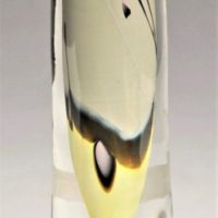 1980s-Studio-Art-Glass-MAGDANZ-SHAPIRO-Vase-clear-with-central-Grey-Yellow-P-ink-signed-to-base-14cm-H-Sold-for-43-2020
