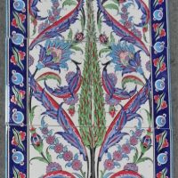 Set-Of-6-x-Turkish-tiles-hand-painted-central-floral-detail-royal-blue-borders-artist-signature-to-one-20cm-x-20cm-Sold-for-50-2020