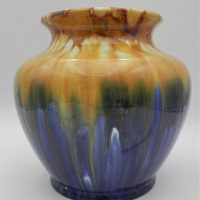 1930s-McHugh-Australian-Vase-multi-coloured-drip-glaze-marked-to-base-incl-McHugh-Tasmania-approx-16cms-H-Sold-for-155-2021