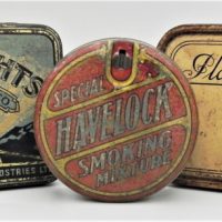 3-x-Vintage-Tobacco-tins-inc-Havelock-City-Lights-Players-No-Name-Tobacco-Sold-for-37-2021