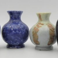 4-x-Vintage-Australian-Pottery-Miniature-Vases-Ink-Pots-Sponged-cobalt-glazes-vases-marked-ADP-to-bases-85cm-H-tallest-Sold-for-68-2021