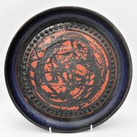 Allan-Lowe-1907-2001-Charger-Decorated-with-Abstract-Design-w-Raised-Beading-Incised-Signature-to-base-Marked-B-305-cm-D-Sold-for-112-2021