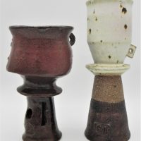 Gus-McLaren-1923-2008-2-x-Australian-Pottery-Goblets-Asymmetrical-applied-and-pierced-pattern-raised-applied-signature-Two-tone-glaze-Te-Sold-for-137-2021