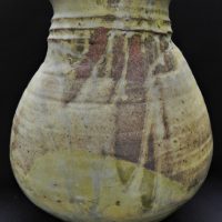 Gus-McLaren-1923-2008-Australian-Pottery-Lidded-Jar-No-Lid-Footed-Bulbous-form-abstract-earthy-tone-glazes-signed-dated-75-33cm-H-Chip-Sold-for-106-2021