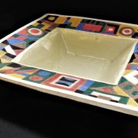Gus-McLaren-1923-2008-Australian-Pottery-Square-Bowl-Colourful-Hand-painted-border-central-cream-glaze-signed-to-base-29cm-x-29cm-Sold-for-224-2021