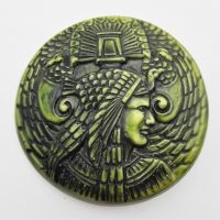 Large-Art-Deco-embossed-green-Dress-Buttonornament-feat-Egyptian-with-headdress-etc-8cms-D-Sold-for-56-2021