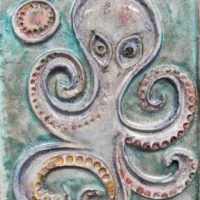 Large-Mid-Century-Modern-Desimone-Italian-ceramic-Wall-Plaque-THE-OCTOPUS-Signed-to-bottom-of-front-35x29cm-HxW-Sold-for-75-2021