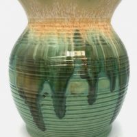 Large-Remued-Australian-pottery-Vase-greenyellowbrowns-drip-glaze-sgd-to-base-23cms-H-Sold-for-124-2021