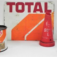 Small-Lot-of-Vintage-Oil-Items-incl-Total-Oil-500g-Multi-Grease-Tin-Total-Oil-Tin-Sign-2-x-Plastic-Oil-Pourers-Sold-for-56-2021
