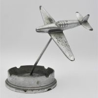 Vintage-WW2-Trench-Art-Ashtray-heavy-Artillery-shell-base-with-Fighter-Plane-on-stand-18cm-H-105cm-diameter-base-Sold-for-87-2021