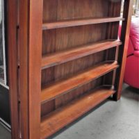 Arts-and-Crafts-Pine-and-Blackwood-4-shelf-long-book-case-approx-133cm-H-155cm-L-26cm-D-Sold-for-75-2021