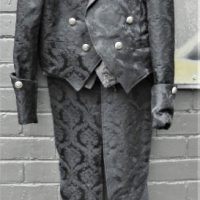 Modern-Gothic-Patterned-Black-Jacket-w-Tails-Matching-Waistcoat-Sold-for-37-2021