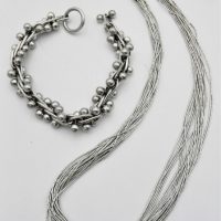 Silver-jewellery-fine-multi-strand-necklace-unusual-bracelet-needs-Tbar-TW-63-2grms-Sold-for-56-2021