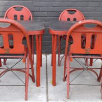 Group-lot-1930s-matching-PAIR-of-card-tables-and-6-x-Solid-Kumfort-folding-chairs-manufactured-by-Louis-Rasteteer-Sons-of-Fort-Wayne-Indiana-Sold-for-323-2021
